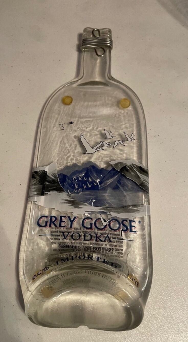 Grey Goose vodka bottle cheese tray 13-1/2"